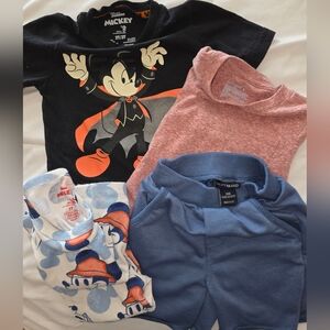 Mickey Mouse Pajama, Tee, Lucky Shorts Cat & Jack Long Sleeve Bundle